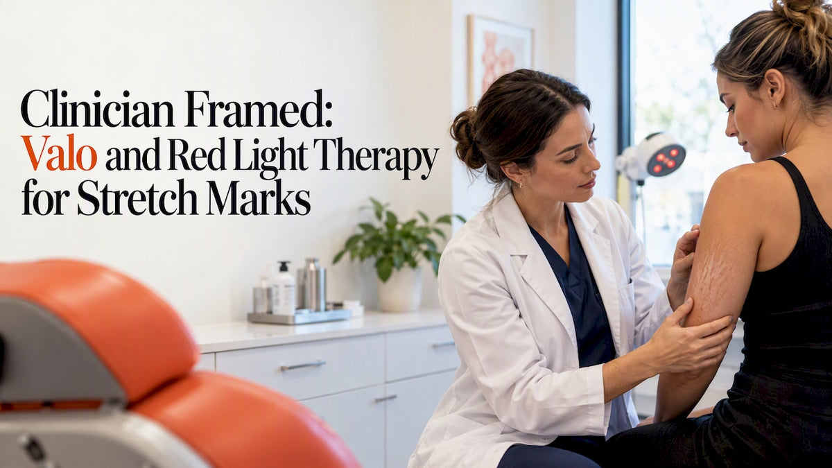 Clinician examining stretch marks on upper arm