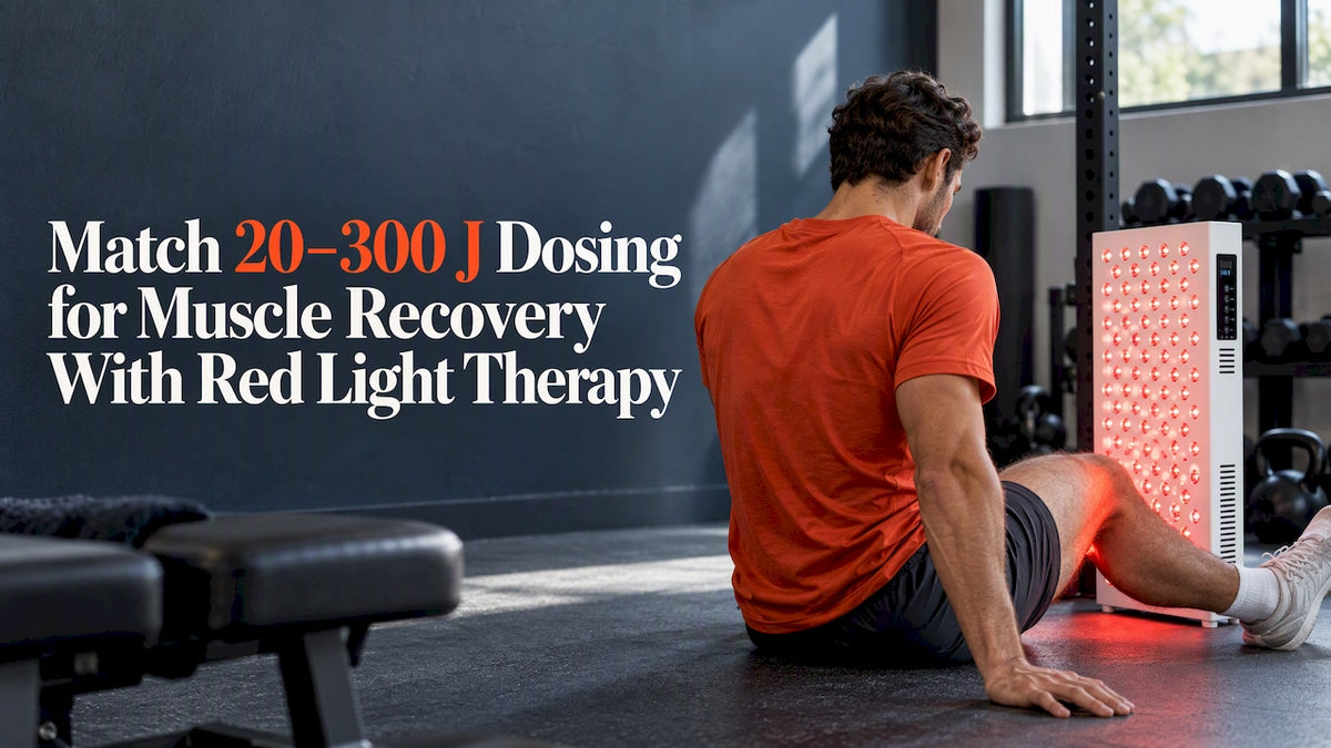 Athlete targeting a hamstring with red light